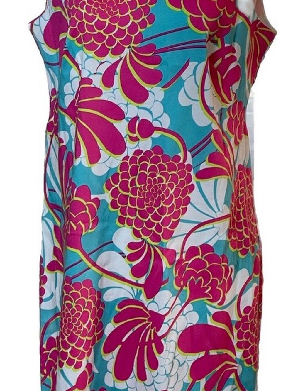London Times Turquoise & Fuchsia Floral Shift Dress